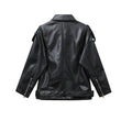 Women's Motorcycle Leather PU Imitation Leather Loose Jacket Black Jacket