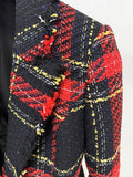 Femininos Elegantes Lapel Plaid Printed Autumn Winter Belt Slim Suit Jackets Female Office Blazer Coats Girls Chic Outfit