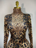 Women 2026 Stretch Leopard Print Sexy Bodycon Jumpsuit Bar Nightclub Singer Dancer Luxury Diamond Stage Performance Outfit