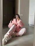 Fluffy Faux Fur Short Coat Women Lapel Long Sleeve Soft Plush Warm Cropped Jacket Lady Winter Outerwear Casual Streetwear