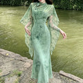 Olive Girl Purple Dramatic Qipao for Garden Wedding 2026 Fairycore Photoshoot S-L XS-3XL Plus Size Dramatic Silhouette Romantic Garden Party Editorial Not Costume Qipao Cheongsam Chinese Dress Chinese Heritage Fashion Women