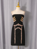 Chic Spliced Tassel Stapless Dress for Women Sleeveless High Waist Patchwork Sequined Luxurious Runway Style Dresses Female