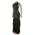 Sexy Sparkly Sequin Patchwork Bodycon Dresses for Woman Ruffle Tassel Dress Female Party Clubwear Long Birthday Outfits