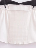 Hit Color Slimming Tube Top for Women Square Collar Sleeveless Spliced Lace Edge Backless Temperament Vests Female