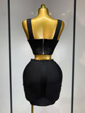 Women Sexy Top Short Skirt Bodycon Bandage Two Pieces Sets White Black 2025 Evening Party Luxury Birthday Outfit Nightclub Suits