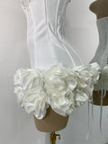 Sexy Strapless Backless Ruffles Red Bandage Short Dress for Women Elegant Luxury Deisnger Evening Party Brithday Club Outfit