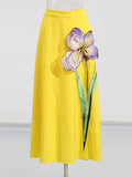 Summer Splicing Flowers Two Piece Sets For Women Short Sleeve Tops High Waist A Line Skirt Slim Set Female Fashion New