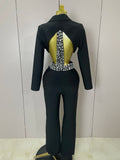 Women Celebrity Designer Fashion Women Luxury Birthday Set Sexy Cut Out Long Sleeve Beading Bodycon Two Pieces Pants Bandage Set
