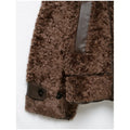 Solid Faux Shearling Coat Women Stand Collar Asymmetric Button Faux Leather Patchwork Winter Streetwear Thick Plush Outerwear