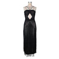 2026 Sexy Hollow Out Kintting Long Dress See Through Crochet Lace-up Bandage Fringed Tube Dress Women Beachwear Vestidos