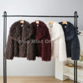 2026 Winter Lulicore Fashion Brown Faux Fur Coat Women Chic Autumn Warm Fluffy Sheep Fur Jacket Big Fur Collar Overcoat