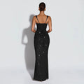 Prom Gowns European and American Temperament Backless Suspender Dress Solid Slim Draped Sequined Long Dresses for Women