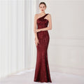 High Quality Women Design Maxi Dress Sexy One Shoulder Sequin Evening Dress Party Night Elegant Long Prom Dress Vestidos