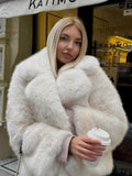 Fluffy Faux Fur Short Coat Women Lapel Long Sleeve Soft Plush Warm Cropped Jacket Lady Winter Outerwear Casual Streetwear
