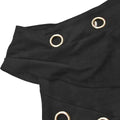 Metal Ring Hollow 2-Piece Set Women Irregular Skew Collar Crop Top+Peach Hip Skirt Matching Sexy Clubwear  Outfits