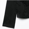 Jacquard Women's Jackets Stand Collar Frog Button Top Long Sleeve Short Black 2026 New Casual Daily Commute Ladies Outerwears