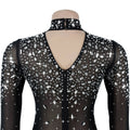 Sparkly Rhinestone Birthday Dress Woman Luxury Sexy Night Club Party Mesh See Through Diamonds Bodycon Mini Dress Vestidos
