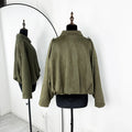 Women's Faux Suede Cropped Bomber Jacket Lapel Collar Zipper Loose Autumn Winter Casual Streetwear Vintage Coat 2026 New
