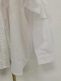 French Office Spliced Ruffled White Shirt for Women Lapel Long Sleeves Temperament Basics Shirts Female Autumn New