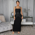Diamonds Rhinestone Spaghetti Strap Evening Dresses Woman Elegant Cocktail Nightclub Party Prom Long Female Vestidos