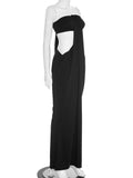 Elegant Hollow Dress Women Solid Patchwork Sleeveless Backless Ruched Stretch Gown Midnight Prom Party Long Bodycon