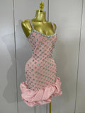 Women Luxury Diamonds Sleeveless Bodycon Bandage Mini Dress High Street Celebrate Evening Prom Club Elegant Birthday Party Dress