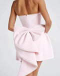 Chic Pearl Bow Short Dress for Women Backless Casual Mini Dresses White Black Pink Wedding Guest Summer Bridesmaid Robe Birthday