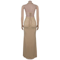 New Women's Hemp Rope Maxi Dress Sexy Criss Cross Cut-Out Halter Neck Backless High Slit Party Dresses Birthday Outfits