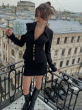 Women's Two Piece Skirt Suit Long Sleeve Blazer Jacket High Waist Mini Skirt Slim Elegant Office Lady Matching Set Autumn