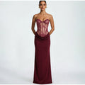 Chic Gauze Fishbone Strapless Dress Women Sleeveless Off Shoulder Waist Cinching Slim Long Dresses 2026 Lady Evening Party Gowns