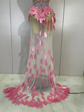 Luxury Sparkly Diamonds Pearls Strapless Mesh Maxi Dress Elegant Eveing Birthday Party Sexy Nightclub Performance Stage Costume