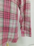 American Streetwear Pink Plaid Shirt for Women Lapel Removable Designer Long Sleeve Casual Shirts Female Fashion