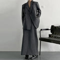 Temperament Two Piece Sets For Women Notched Collar Long Sleeve Spliced Button Blazer Straight Skirts Female New