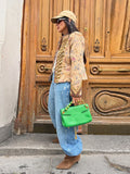 Fashion Printed Embroidery Women's Jacket Knot Button  Long Sleeves Loose Coat Chic 2026 Spring Autumn New High Street Lady Wear