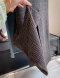 Original Winter New Style Retro British Style High-end Double-breasted Knee-length Check Coat for Women