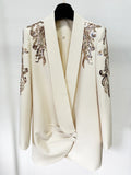 2026 Newest Designer Sequin Bead Luxury Blazer Jacket Women's Single Breasted Slim Long Brazer Vestidos