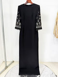 2026 New Arrivals Spring Fashion Heavy Industry Beaded Diamond Slim Midi Dress Women's Half Sleeve Female Vestidos