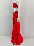 Splicing Love Halter Crop Top & Long Skirt Two Piece Set Sexy Fashion Evening Christmas Party Women's Outfit
