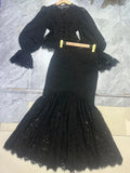 White High End Two Piece Set for Women V Neck Long Sleeve Slimming Top High Waist Asymmetrical Long Skirt Luxury Suit Female