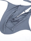 Sexy Swing Collar 2 Piece Set Women New Trend Hollow Halter Bandage Sleeveless Tank Top+Mid-Length Shorts Streetwear