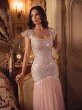 Solid Fashion Diamond Flying sleeve Bandage Long Dresses for Women Pink Sleeveless Patchwork Tunic Dress Female Autumn