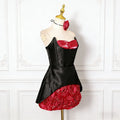 Sexy Party Spliced 3D Rose Dress for Women Strapless Sleeveless High Waist Hit Color Tutu Dresses with Necklace Female New
