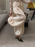 Solid Loose Spliced Folds Chic Trousers for Women High Waist Casual Vintage Long Pants Female Fashion Spring New