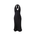 Polka Dot Hanging Neck Long Dress Women Elegant Strapless Sexy Lace-up Sleeveless Backless Fashion Club Party Dresses