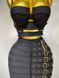 Women Sexy Black Cut Out Bodycon Bandage Skirt Two Piece Set 2025 Celebrity High Streeet Evening Birthday Club Party Outfits