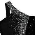 Women's Sexy One Shoulder Elegant Rhinestone Birthday Maxi Split Dress Sparkly Hot Drilling Bodycon Party Night Clubwear