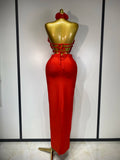 Luxury Birthday Dress Women Celebrity Sexy Halter Backless Flower Long Bandage Bodycon Dress 2025 Elegant Evening Party Outfit