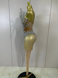 Sexy 3D Butterfly Strapless Mesh See Through Jumpsuit Sparkly Silver Diamond Eveing Party Birthday Bar Nightclub Stage Costumes
