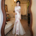Olive Girl Pink Embroidered Qipao for Garden Wedding 2026 Fairycore Photoshoot Everyday Wear S-XXL XS-3XL Plus Size Embroidered Romantic Garden Party Editorial Not Costume Qipao Cheongsam Chinese Dress Chinese Heritage Fashion Women