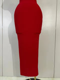 Shiny Bow Sexy Cut Out Short Sleeve Red Bodycon Bandage Long Dress Women Evening Party Celebrate Birthday Knitted Club Prom Gown